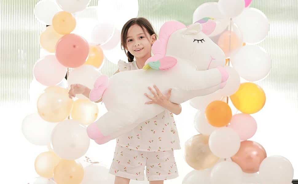 Miniatura 3 de Poutmac Unicornio de peluche (blanco, 27 pulgadas)