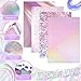 Kosiz 100 Sheets Metallic Holographic Card Stock Shiny Glitter Cardstock Iridescent Mirror Paper 8.5 x 11'' 250 GSM Thick Mixed Color Foil Paper for Scrapbook Letter Poster Craft(Pink Color)