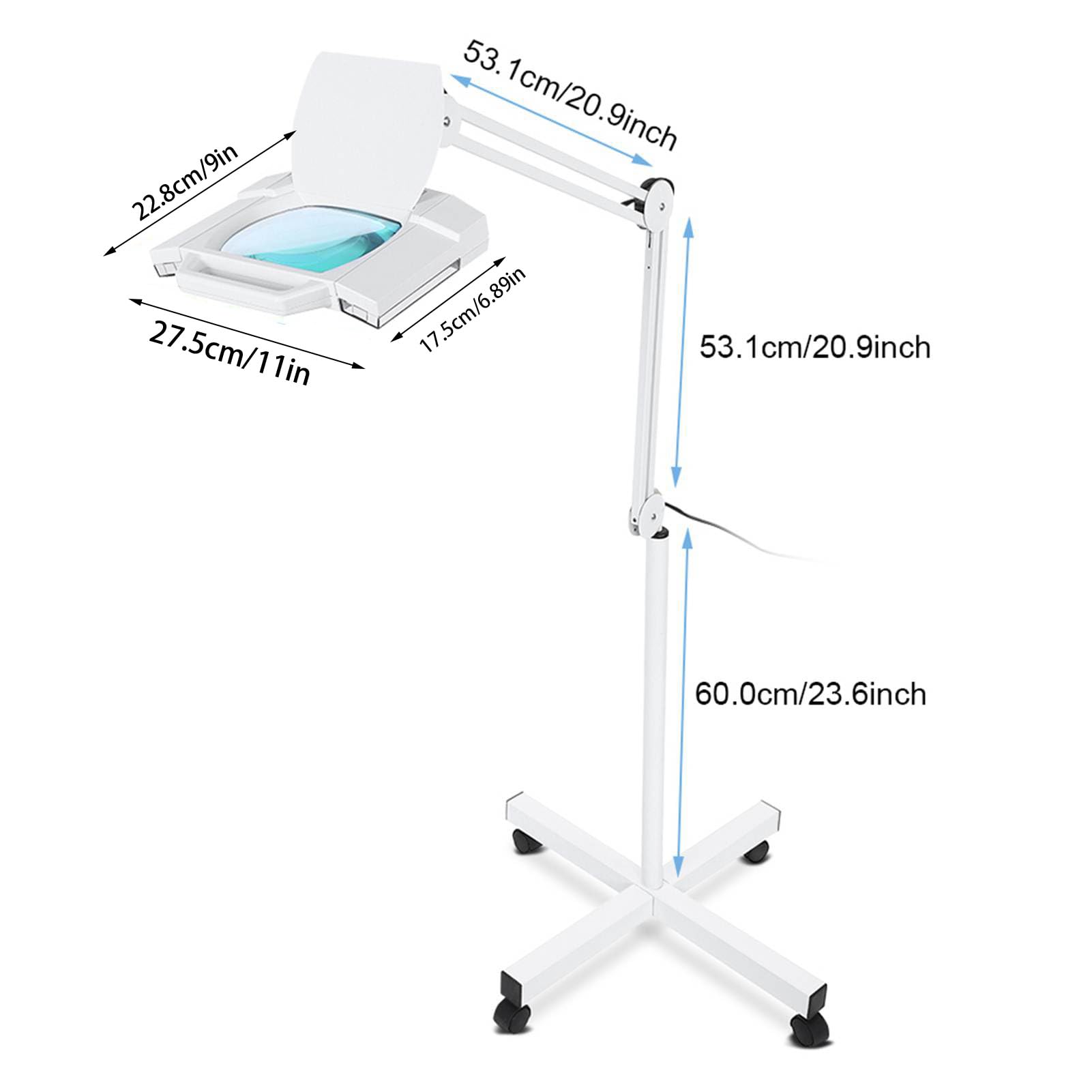 5 X Lampe Loupe Grossissante LED sur Pied 220V, Lampe Loupe Atelier avec Bras Réglable Pivotant pour Cabinet Médicale, Salon de Beauté, Cliniques, Tatouage, Spa, Bijoutiers, Horlogers