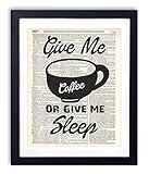 Give Me Coffee Typography - Impresión artística de diccionario vintage, arte de pared antiguo, decoración del hogar, póster bohemio moderno, decoración de granja, sala de estar, dormitorio, oficina, 8