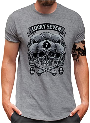 T-shirt Moto Skulls Lucky 7 pour vos Virées en Custom Chopper