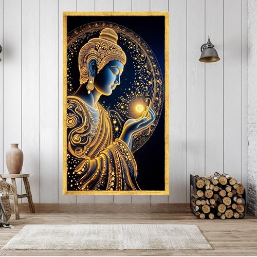 Peinture à l'aura dorée Bouddha pour harmoniser l'esprit du foyer
