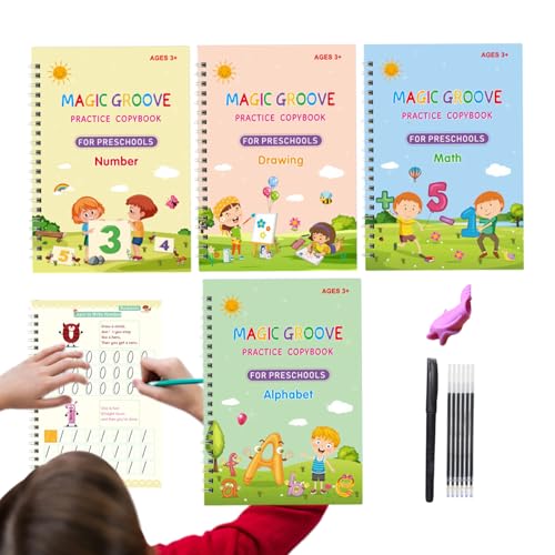 Pratica Di Scrittura Scanalata Per Bambini, Libri Ricalco Bambini 3 Ai 5 Anni - Quaderni Magici Libro Con A Mano | Mano, Quaderno E