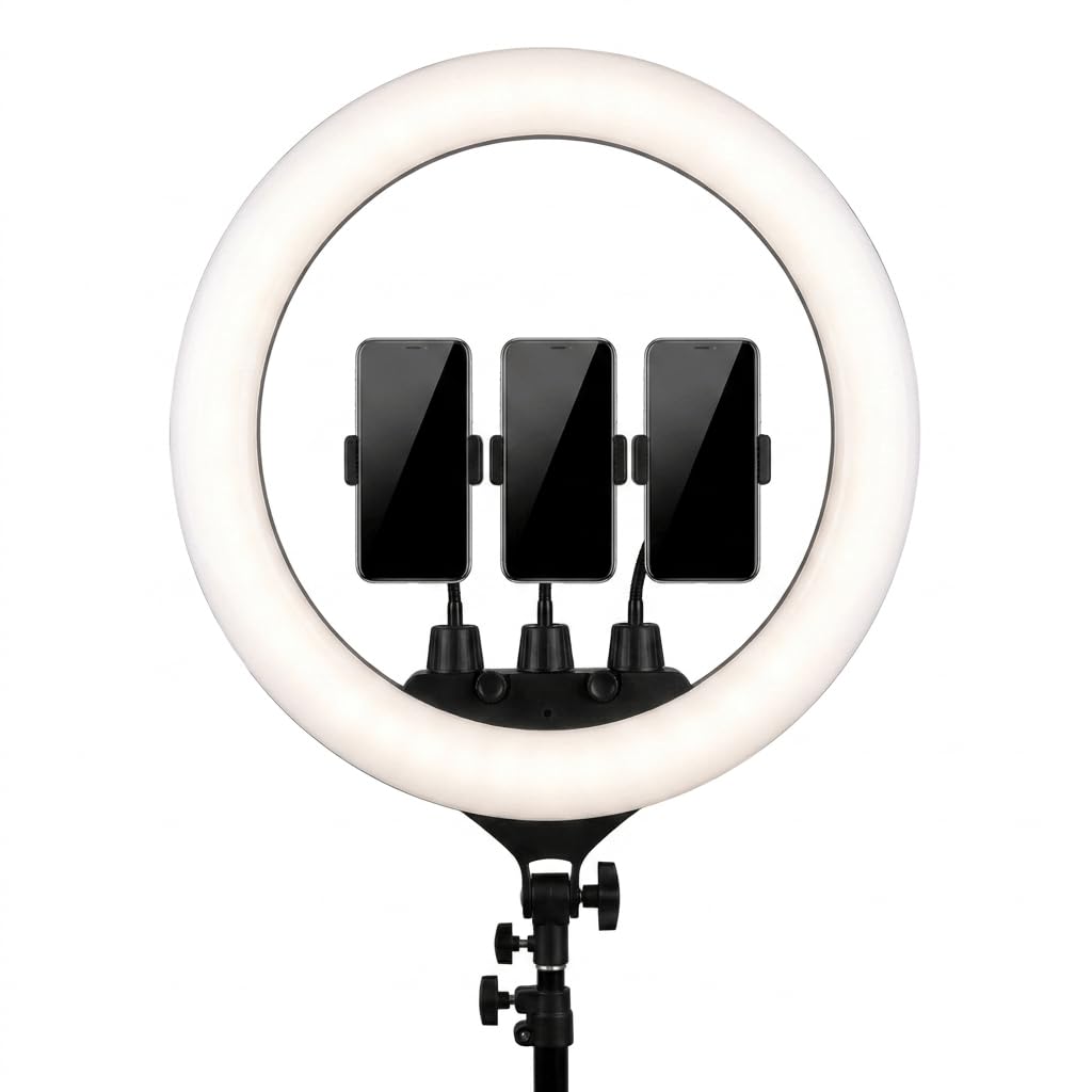 Luméon 56cm Ringlicht mit Stativ – 22 Zoll Ringleuchte für professionelle, großflächige Beleuchtung, Werbevideos & Portraitfotografie