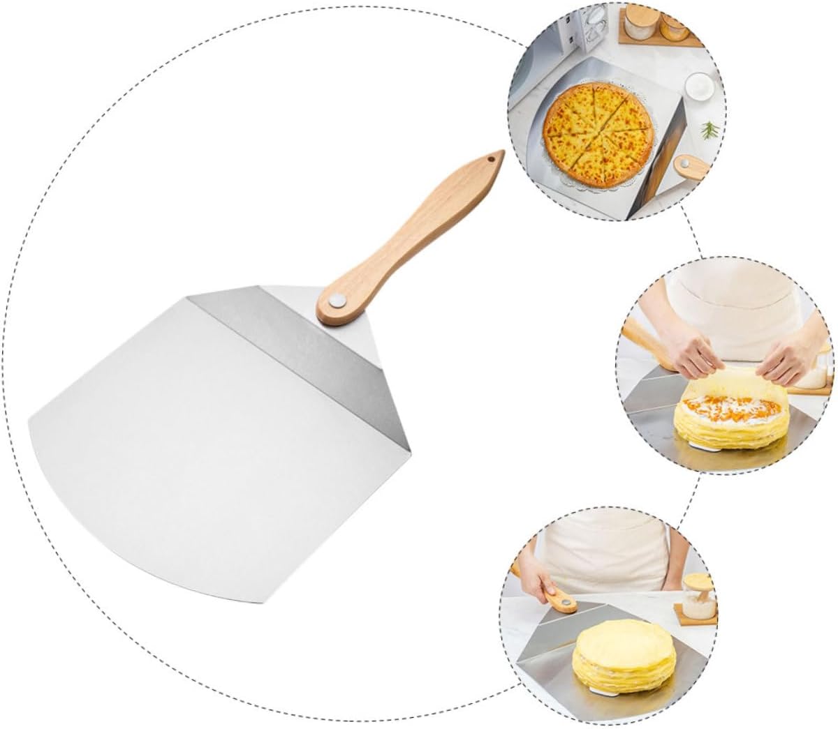 Cabilock Cake Transfer Spatula Baking Shovel Folding Pizza Scoop Dough Docker Pizza Accessory Spatula