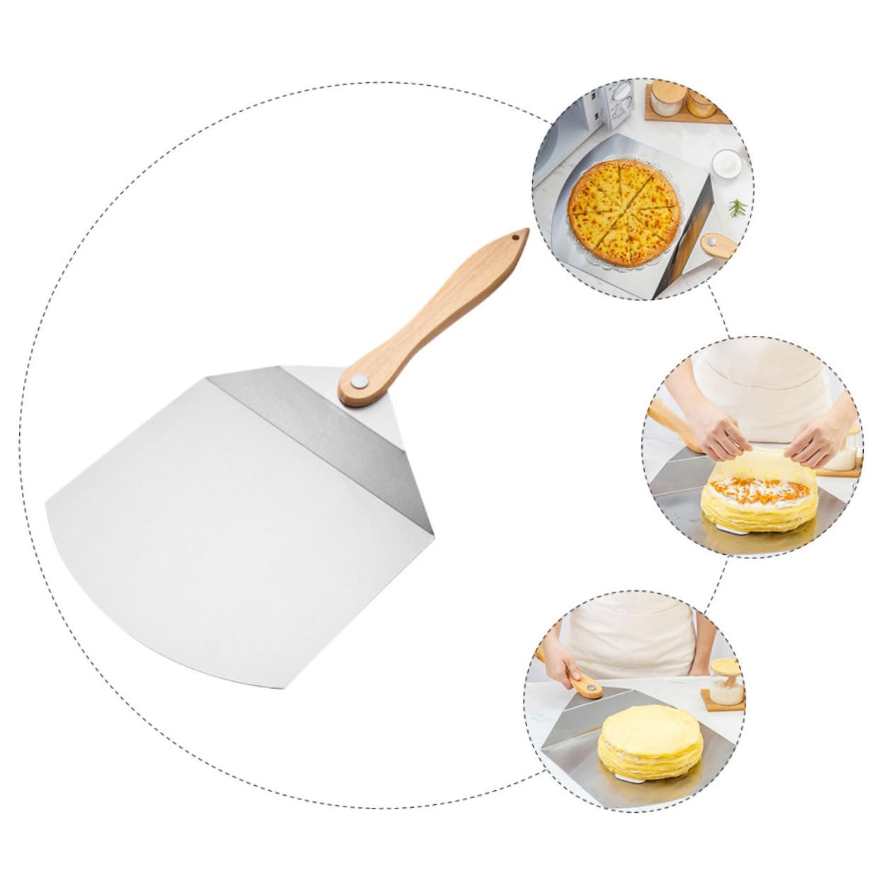 Hemobllo Spatule Pliable pour Pizza et Gâteau Inox avec Manche Accessoire de Cuisine Polyvalent pour Restaurants et