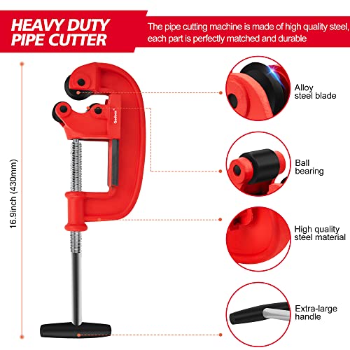 Heavy Duty Tube Cutter With A Extra Blade, Sharp Rigid Tubing Cutter Cuts Up To 1-3" Galvanized Pipe, Copper Pipe And Iron Pipe, Metal Pipe Cutter Tool Great For Plumbers Or Metal-Workers - By Godora #TOP1