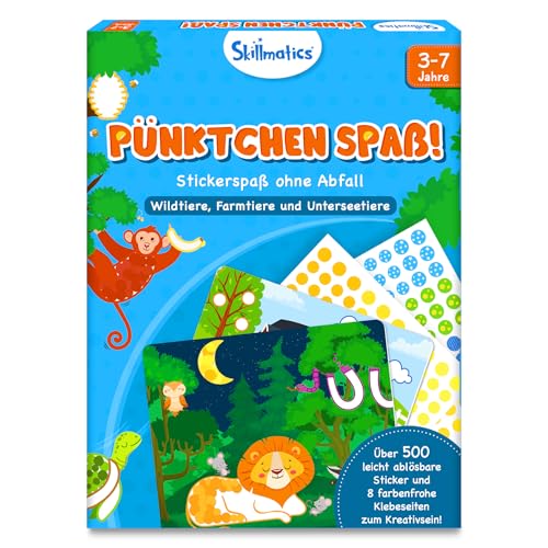 Skillmatics künstlerische Aktivität – Pünktchen spaß! Tiere, abfallarme Stickeraktivität für Kinder, Bastelsets, Geschenke für Jungs und Mädchen 3, 4, 5, 6, 7 Jahre, Reisebeschäftigung für Kleinkinder