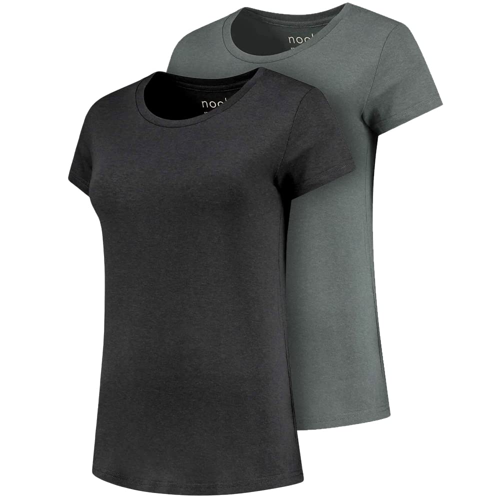 NoobooMaternity Cooling T-Shirt - Set of 2 - Black & Grey - S Tall
