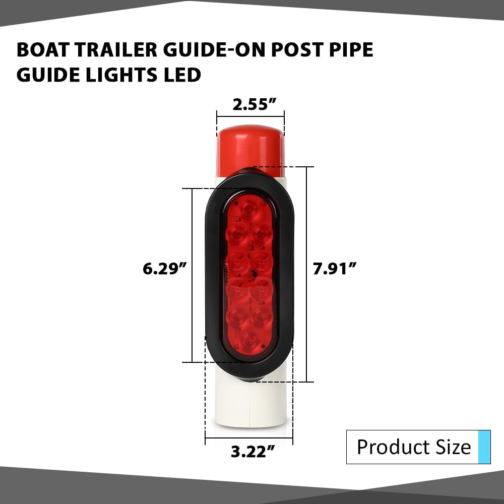 CHEDA LED Boat Trailer Guide-On Post Pipe Guide Lights Fit for Standard 2
