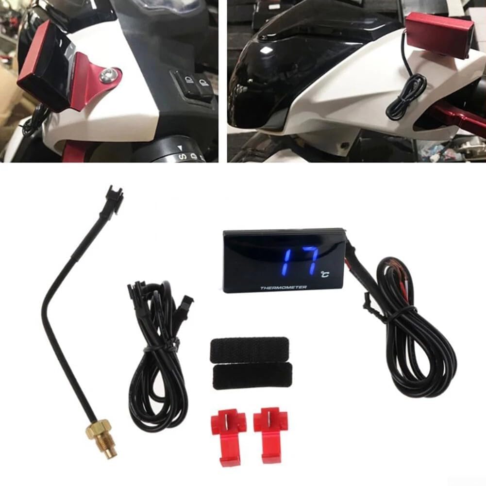 Jauge de température d'eau numérique pour moto avec capteur hygromètre pour véhicules DC 12 V, kit thermomètre étanche pour motos et voitures de course (18 mm)