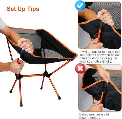 Image of Portable Camping Chair Backpacking Chair - Ultralight Folding Chair - Lightweight Foldable Chairs for Hiking Mountaineering Beach Garden Chair with a Carrying Bag for Outdoor Hiking