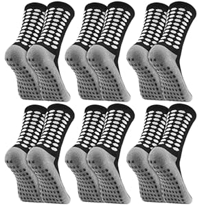 Utensilsto 6 Paar Fußballsocken Sportsocken Fussball Socken Grip für Herren Damen Tennis Basketball Laufen Radfahren Schwarz