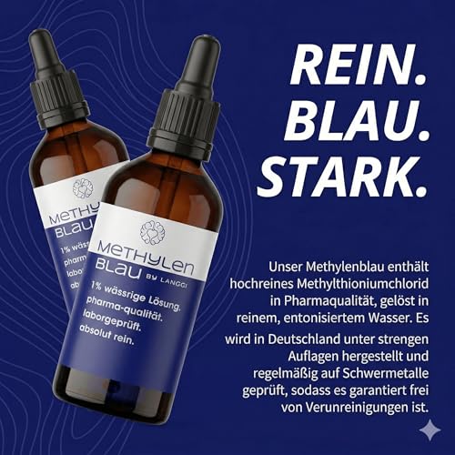 Methylenblau Tropfen Pharmaqualität | 1% | Laborgeprüft (>99,8% rein) | Made in Germany | 50ml