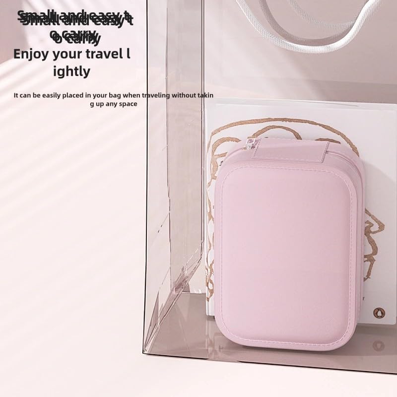 Cosmetic storage box with light mirror integrated dresser desktop skincare organizer Dustproof portable box (Cherry blossom powder storage box)