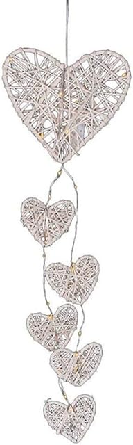 Wall Hanging Wicker Hearts,LED Rattan Hearts Wall Decals Wall Hanging for Wedding Party Ornaments Craft Gifts (No Battery) LED Rattan Hearts Wall Decals