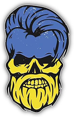 Calcomanía de vinilo impermeable con diseño de calavera y barba de Grunge, para parachoques de automóvil, laptop, botella de agua, pared, ventana,