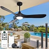 Homlit 52” Outdoor Ceiling Fan with Light and Remote via WiFi...