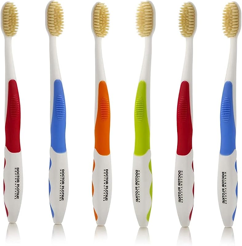 MOUTHWATCHERS Soft Flossing Toothbrushes for Adults, Value 6 Pack, Ultra Clean Manual Toothbrush Set for Sensitive Teeth & Gums, by Dr. Plotka, Assorted Colors