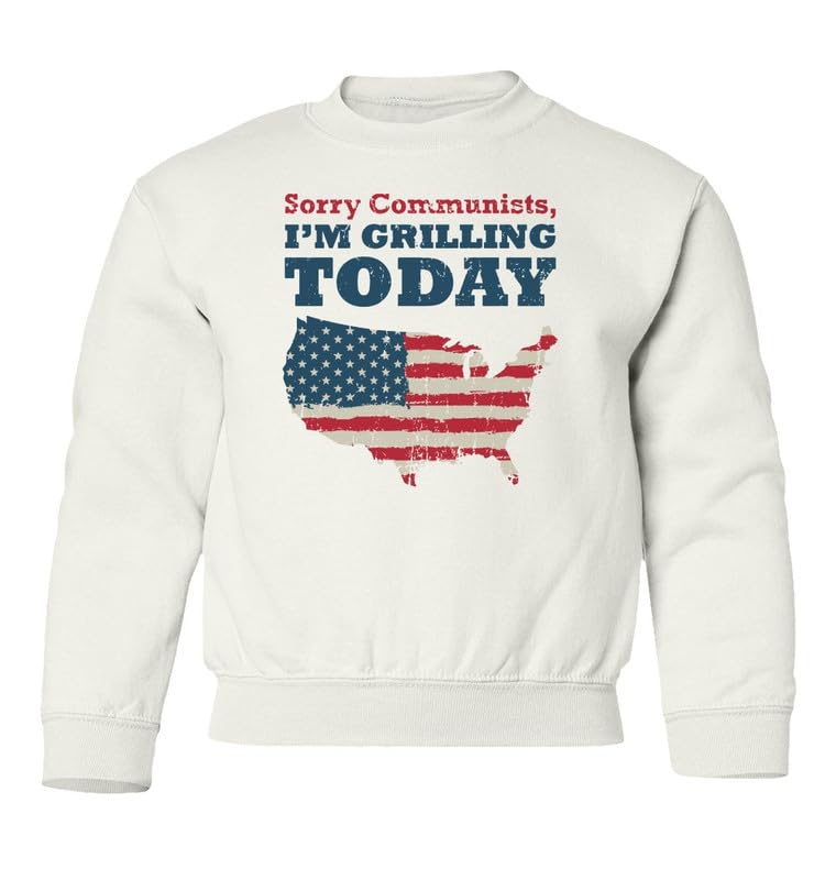 Sorry I am Grilling Today USA Flag 4th Of July Funny Youth Crewneck Sweatshirt