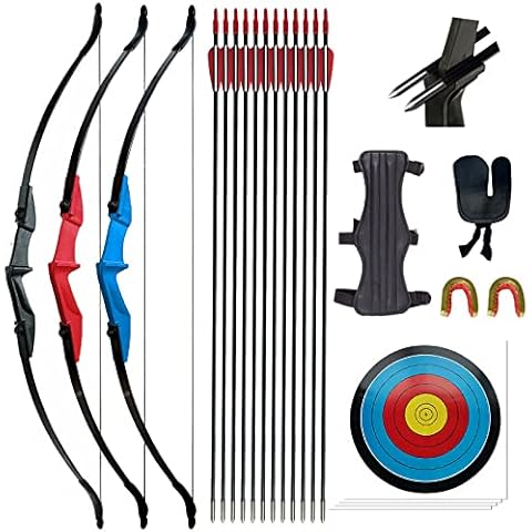 Lanneret Recurve Bow Set Hunting Long Bow Draw Weight 20lbs -40lbs for Beginner Teenagers Right Left Hand 57" Bow -Black 20 Pounds Cover