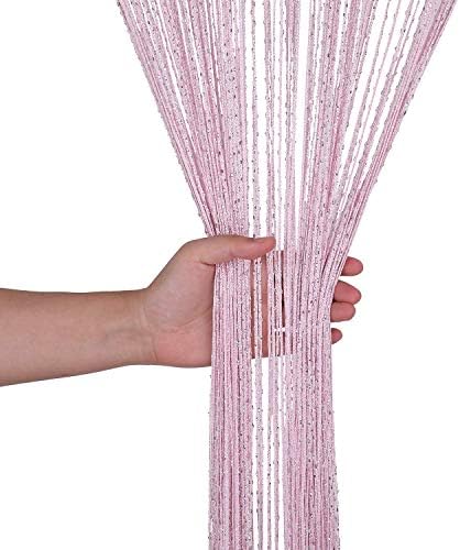 WedDecor Hot Pink String Curtains Glitter Fringe Panel Fly Screen Room Divider Tassel Curtain for Doors, Doorway, Windows, Home Décor, Event Decoration, (90cm x 200cm)