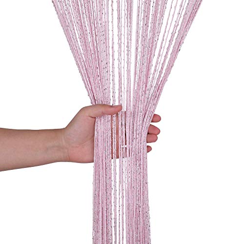 WedDecor Corde Rideaux Paillette Frange Panneau Fly Écran Pièce Diviseur Gland Rideau pour Portes, Porte,Windows,Maison Décoration, Événement Décoration, (90cm x 200cm) - Rose, 90 x 200cm