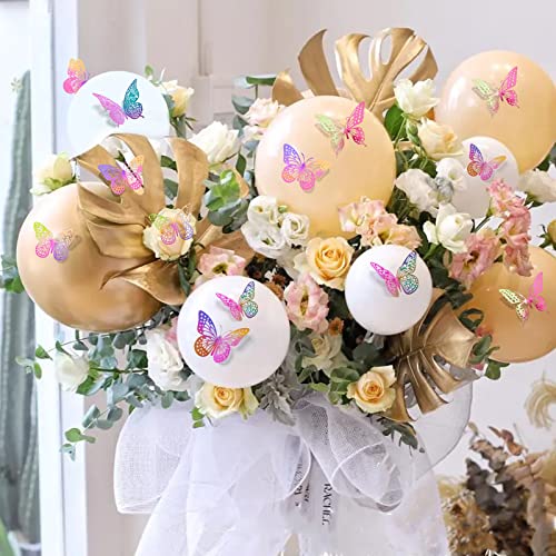 Image of SAOROPEB 3D Butterfly Wall Decor 48 Pcs Laser Purple Butterfly Decorations | 4 Styles 3 Sizes, Birthday Decorations Butterfly Party Decorations Cake Decorations, Removable Stickers