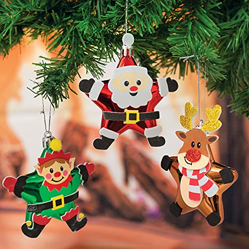 Baker Ross FE985 Weihnachtsstern Dekoration Bastelset - Packung mit 6, Bastelt Eure Eigenen Weihnachtsdekorationen, Kugel Dekorationen für Kinder zum Basteln und Aufhängen