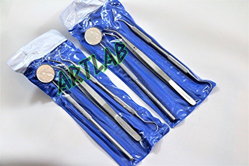 German Basic Dental 2 Sets- Explorer Probe+Dental Mirror+College Cotton PLIER (CYNAMED)