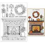 GLOBLELAND Tema de Marco de Acción de Gracias Calabaza Sello Transparente Sello de Silicona Sellos Transparentes de Goma para Hacer Tarjetas DIY Decoración de Álbum de Recortes
