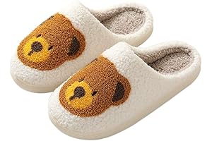 Comfortable Teddy Slippers, Unisex Smiley Bear Slippers for All