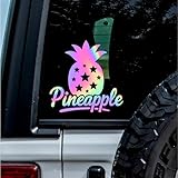 No Background - Waterproof Car Sticker Decal of Pineapple Wall Decor Tropical Vibes Perfect for Home Office Kitchen Living Room Aesthetic (Hologram, 11.2'' x 11'') |k24806HO