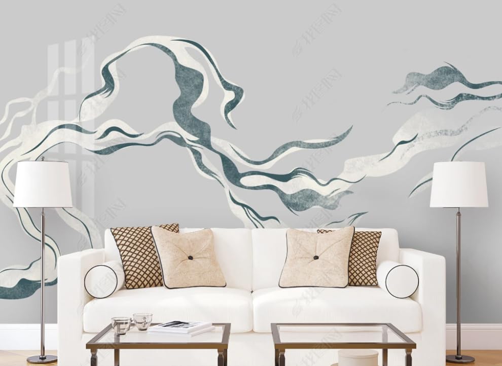 Papier peint intissé art abstrait lavable et résistant pour restaurant