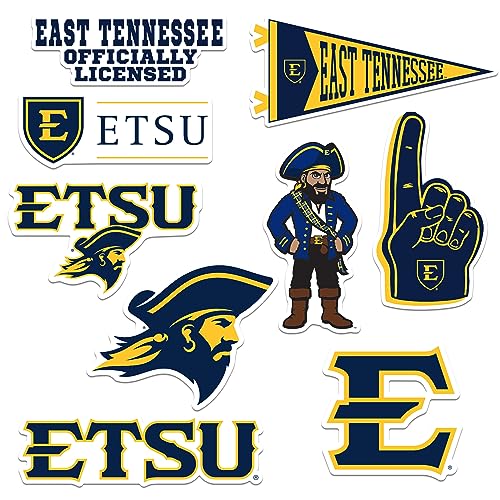 Image of East Tennessee State University 8ct Vinyl Large Deluxe Stickers Variety Pack - Laptop, Water Bottle, Scrapbooking, Tablet, Skateboard, Indoor /Outdoor - Set of 8