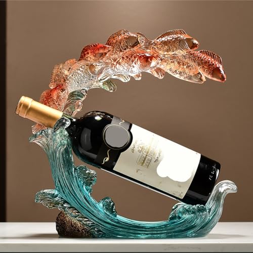 Soporte para botellas de vino de resina azul decorativo miniatura 4