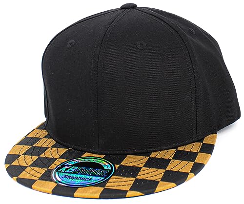 Image of KBETHOS Classic Snapback Hat Blank Cap Underbrim Cotton Wool Blend Flat Visor Adjustable Unisex