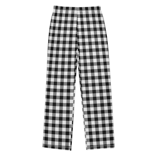 CaTaKu Boys Black Plaid Vintage Pants for Boys Girls Wide Leg Sweatpants Kids Long Bottoms with Pockets Size 6-14Y