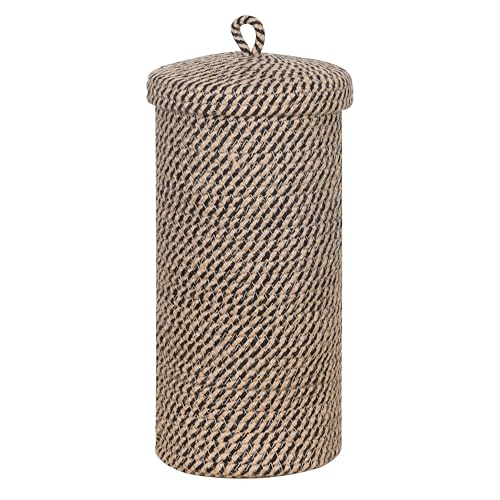 ZOES HOMEWARE Jute Toilet Paper Storage Basket with Lid,Bathroom Toilet Paper Holder Stand for 3 Mega Rolls,Tissue Holder for Bathroom with Removable Waterproof Insert, 7'x7'x13.5'