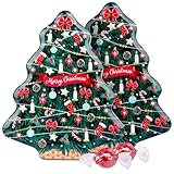 Weihnachtsbaum Blechdose 2er Pack (2x120g) – gefüllt mit je 12 Pralinen aus Vollmilchschokolade – Metallbox mit Schokokugeln für Weihnachten, Wichteln & Advent – wiederverwendbare Geschenkverpackung