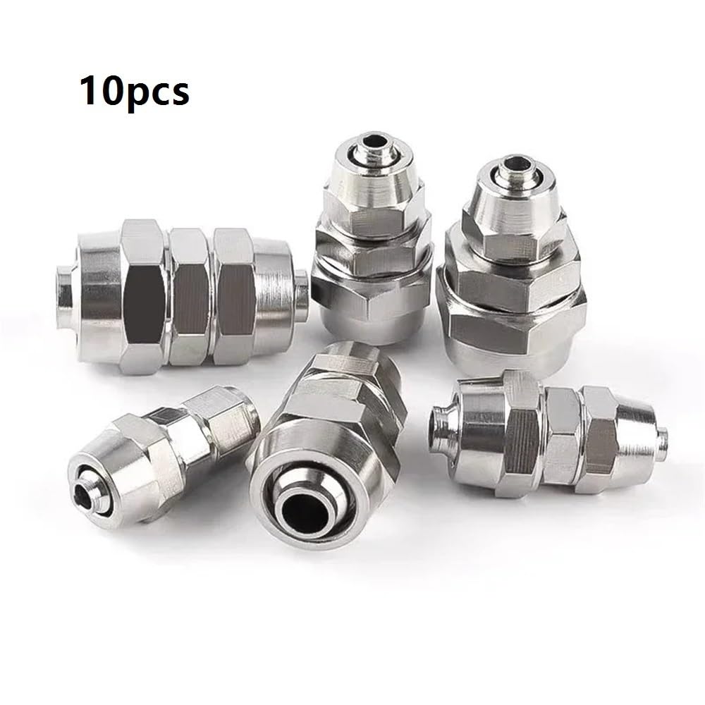 10 conectores reductores de cobre niquelado, conectores rápidos neumáticos de 1/2-1/4 pulg., conexiones rápidas(10x6mm)