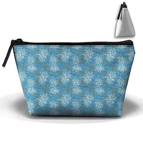 Blue Fireworks Bloom Multifunction Portable Pouch Trapezoidal Storage Travel Bag