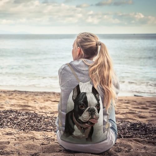 Boston Terrier Drawstring Backpack Gym Bag Lightweight Sackpack Gift for Hiking Travel Beach Shopping 6
