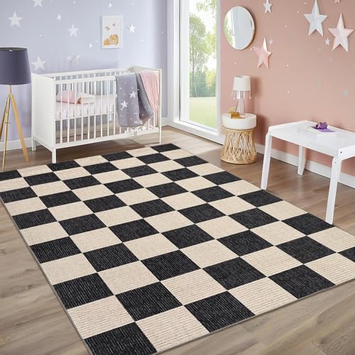 Garvee Modern Rug 5x7 Area Rugs for Living Room Washable Rugs, Black - image 2