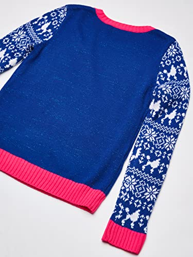 Blizzard Bay Little Girl's L/S Crew Neck Christmas Poodle Sweater Sweater, Blue Combo, 64