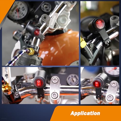 Image of ATV Light Switch 12V Waterproof Aluminum Alloy Motorcycle Handlebar Switches for Motorcycle ATV UTV- Fits 7 /8 inch Handlebars (22mm) Red 1 Piece