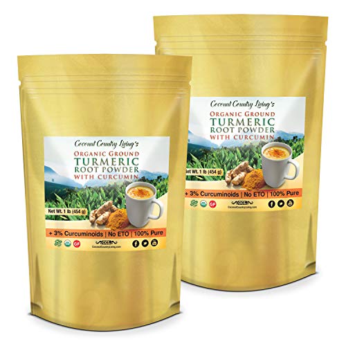 Organic Ground Turmeric Root Powder Raw With Curcumin, 2 lb (2 pack of 1 lb)