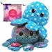 KPRICE - Pieuvre Peluche Réversible Humeur 20 Cm - Poulpe Mignonne Spécial - Octopus Poulpy Emotion Bi-Color - Doudou Animaux Douce - Mini Peluche - Badge Numéroté - (14 Bleu/Pois)