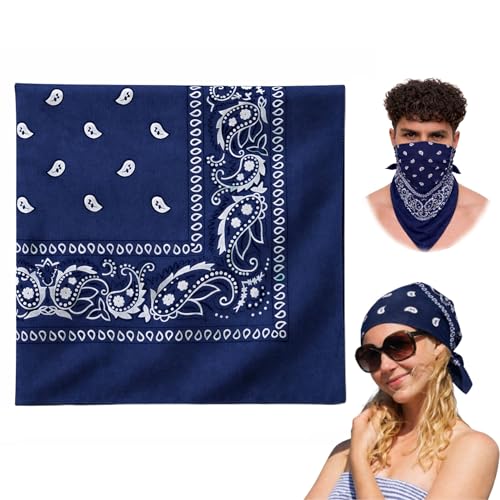 Image of VRONZO Unisex Soft Breathable 100% Cotton Bandana for Men & Women | Head Band for Men Bike Riding, Scarf for Men, Head Scarf for Women, Multi-Purpose Paisley Printed Square 50x50 cm