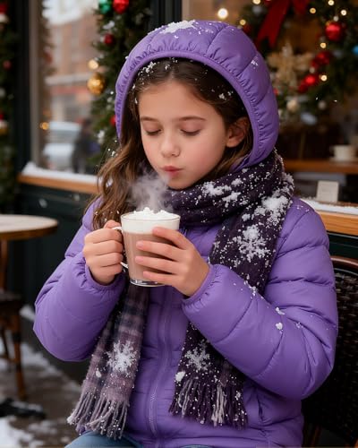 Image of Lovekider Hooded Puffer Jacket for Girls 4-12T Down-Alternative Winter Coat Shiny Outerwear for Kids